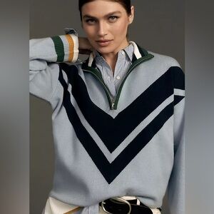 Anthropologie Varsity Color Block Half Zip - Size Ladies Large - Knit